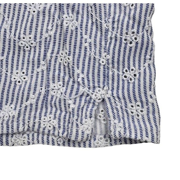 Japna Lounge Eyelet Oxford Blue Stripe PJ Sleep Shorts Girly Dainty Twee Soft L - Picture 4 of 8